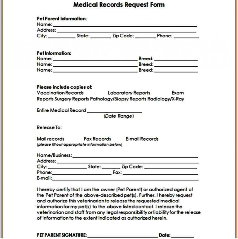 Sample Medical Records Request Consent Form Printable Consent