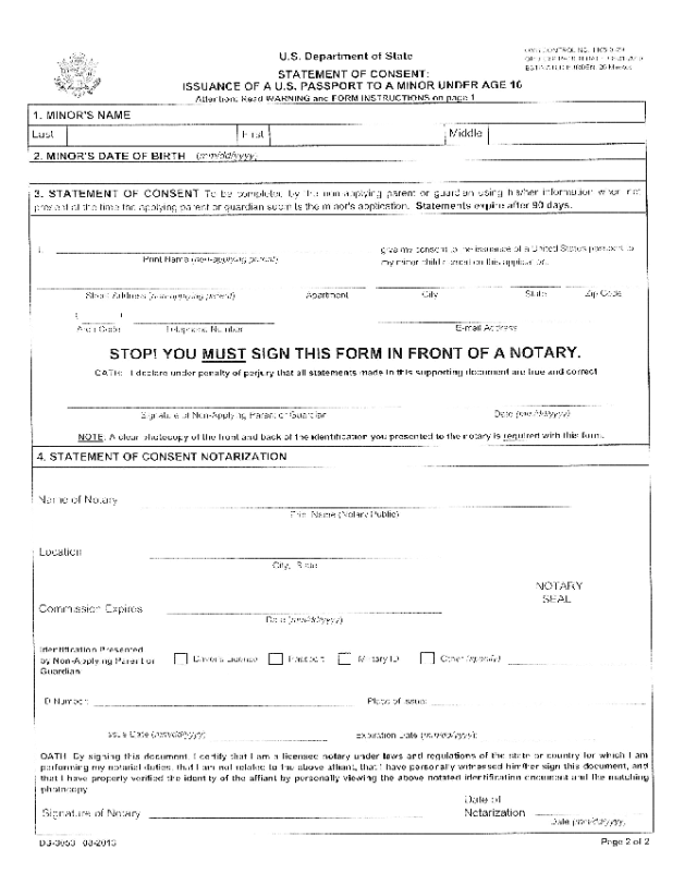 2021 Passport Consent Form Fillable Printable PDF Forms Handypdf