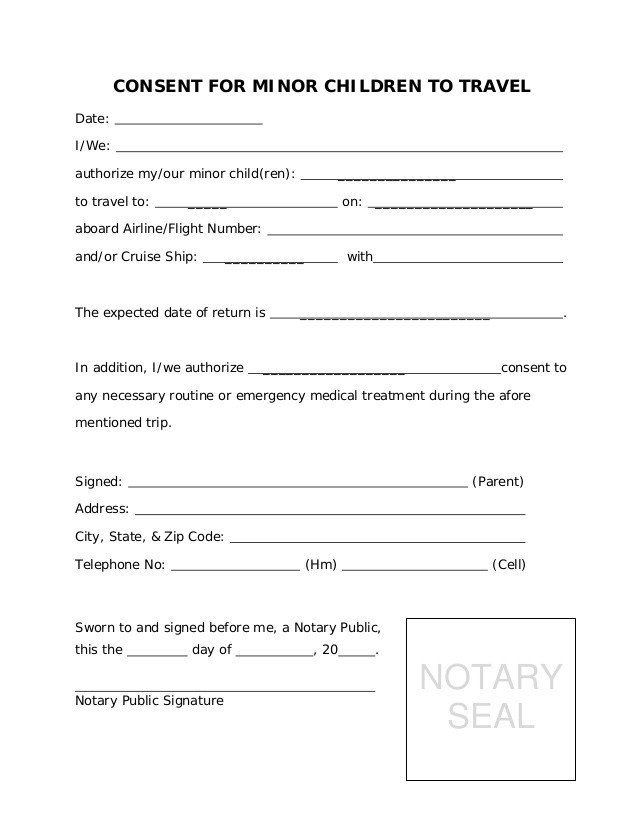 28 Child Travel Consent Form Template In 2020 Child Travel Consent 