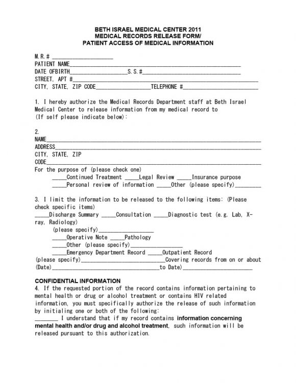 40 Medical Records Release Form Release Of Information 