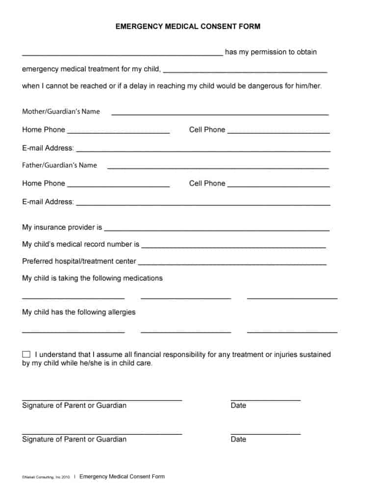 45 Medical Consent Forms 100 FREE Printable Templates