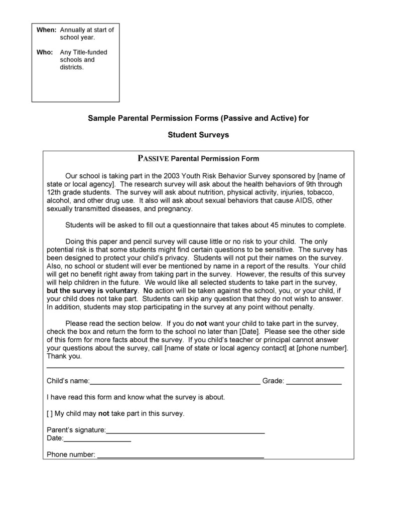 50 Printable Parental Consent Form Templates TemplateLab