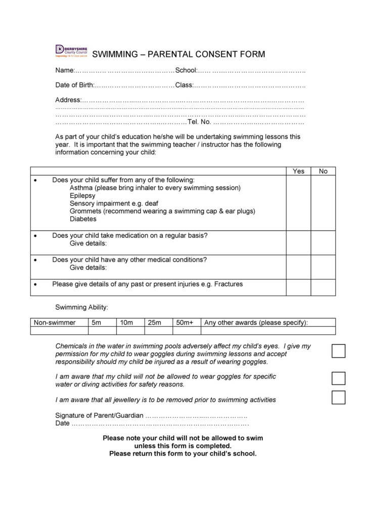 50 Printable Parental Consent Form Templates TemplateLab