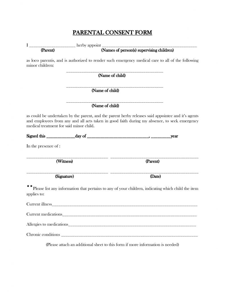 Affidavit Of Parental Consent For Travel With One Parent Form 