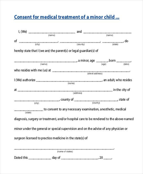 Aislamy Medical Treatment Child Medical Consent Form Notarized