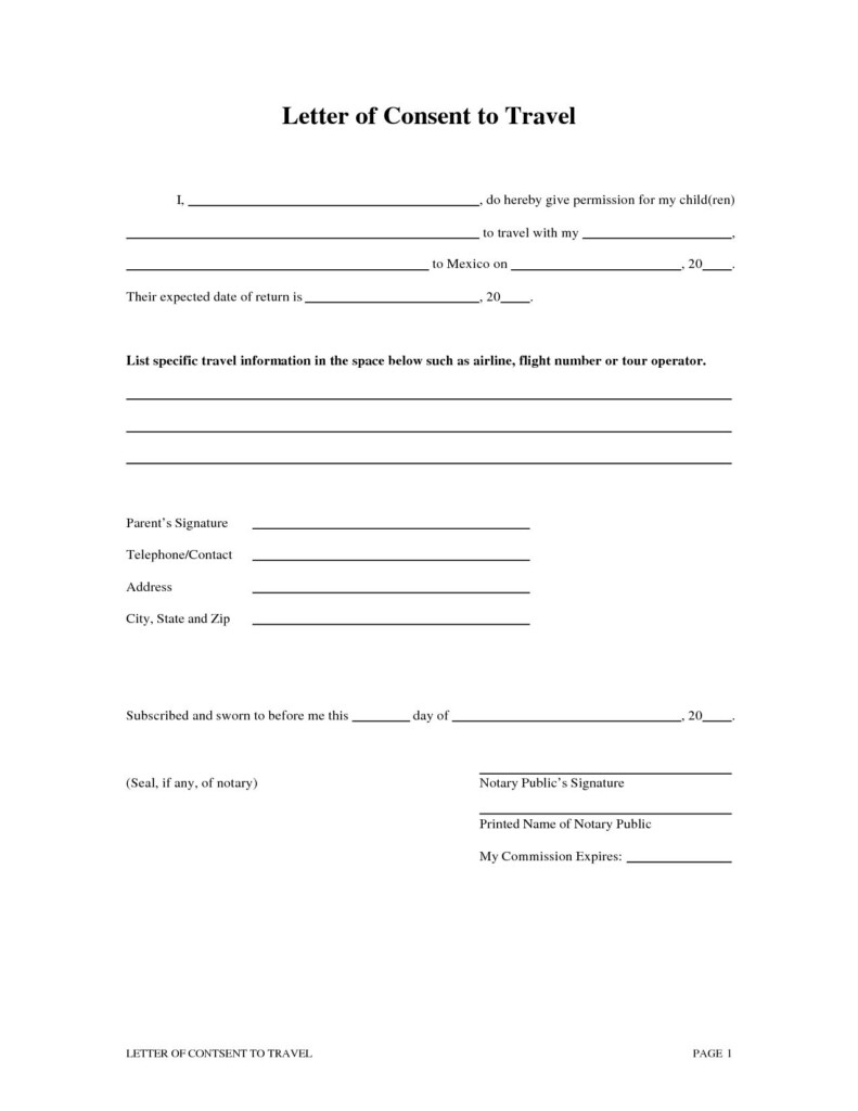 Authorization Letter For Child To Travel With Grandparents Travel 