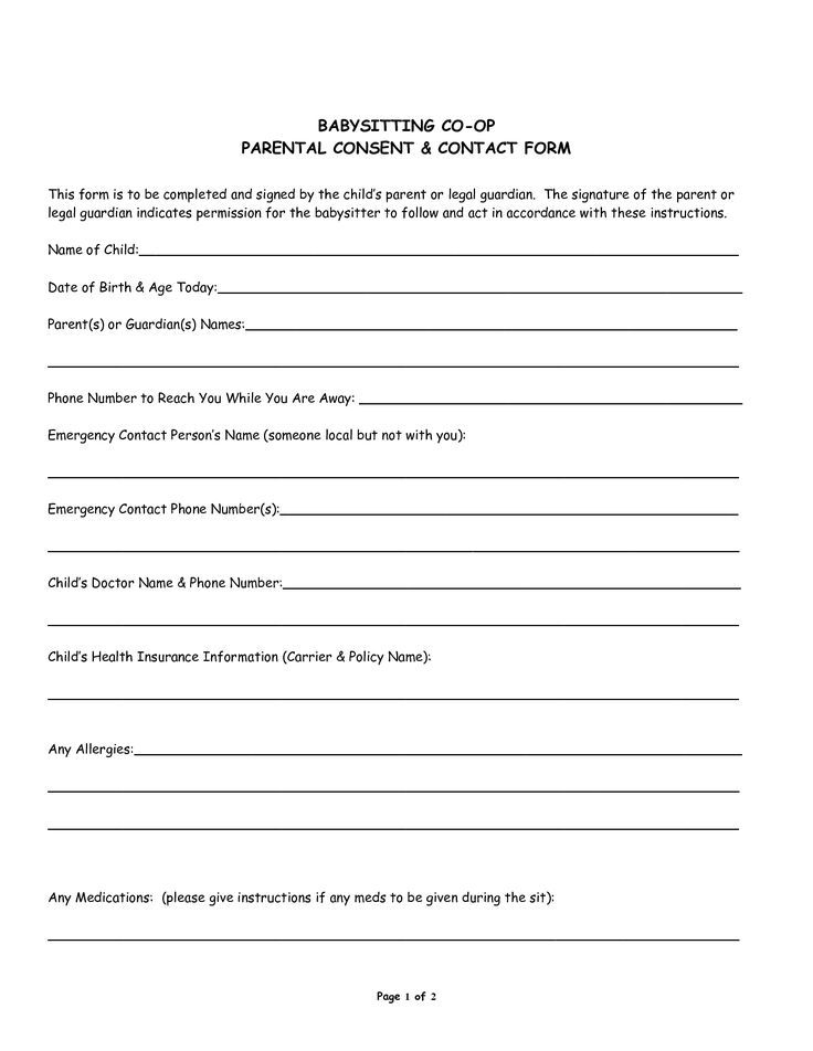 Babysitter Medical Consent Form Template Consent Forms Babysitter 