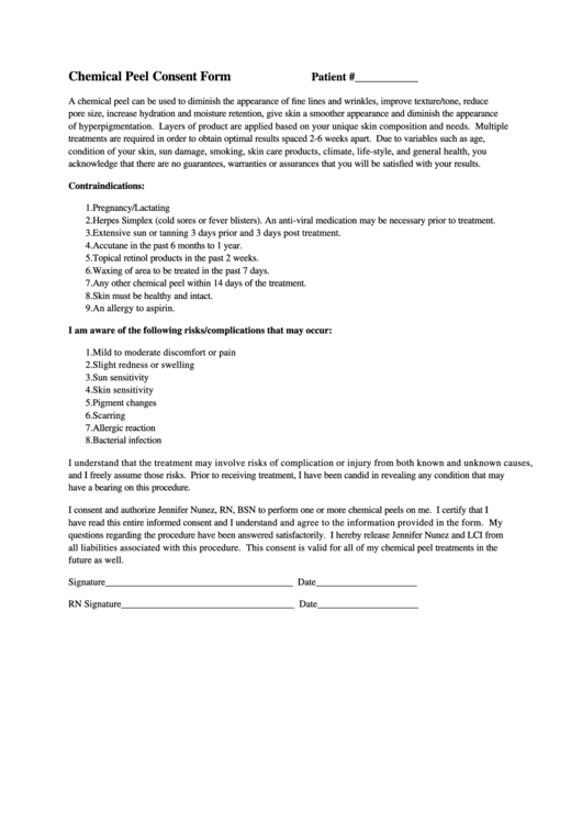 Chemical Peel Consent Form Printable Pdf Download