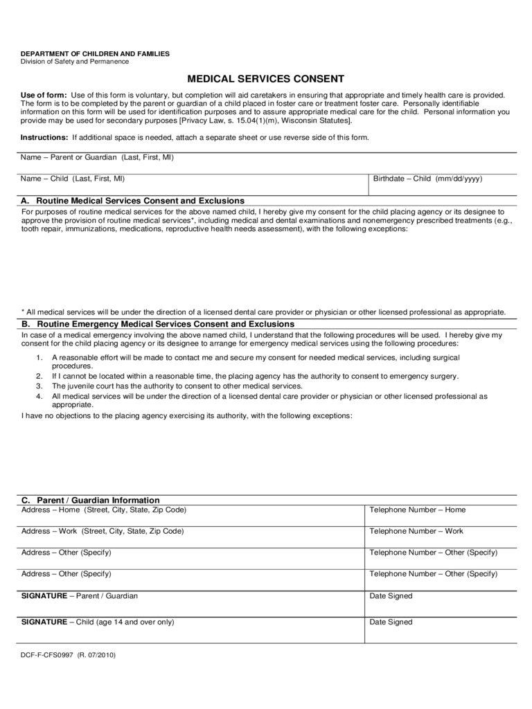 Child Medical Consent Form 2 Free Templates In PDF Word Excel Download