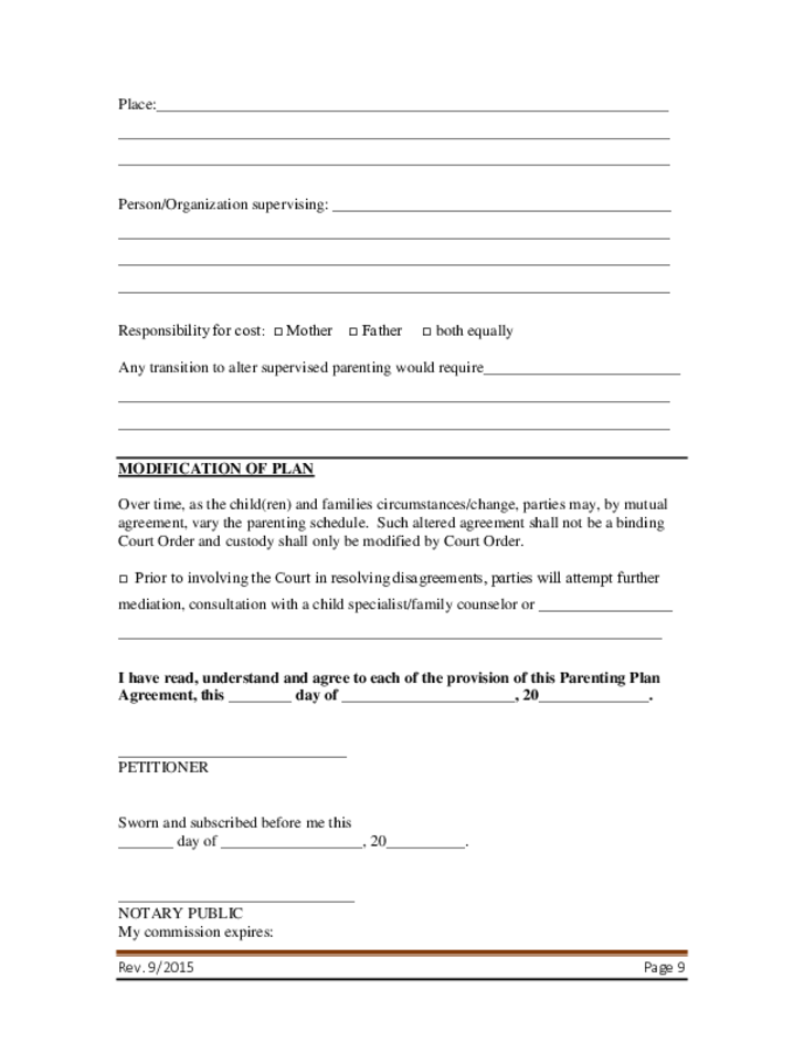 Consent Parenting Plan Form Georgia Free Download