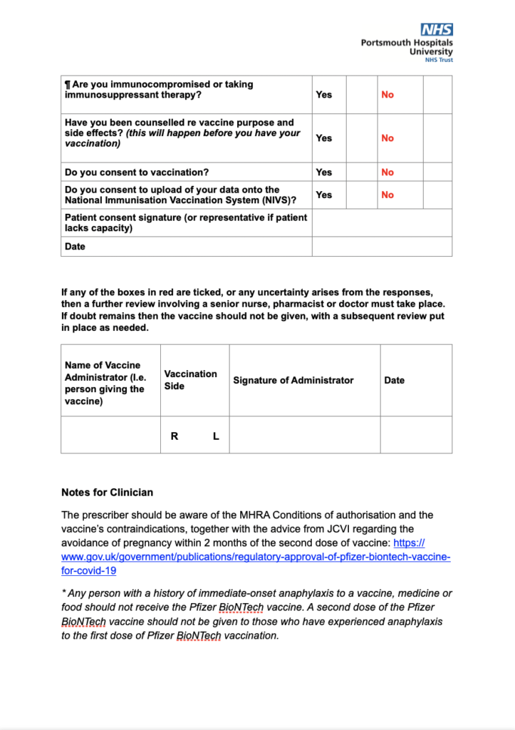 Covid 19 Vaccine Consent Form In BSL Lipspeaker