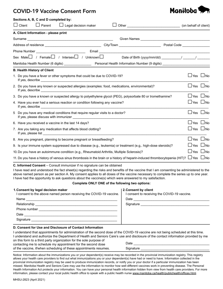 Covid19 Consent Form