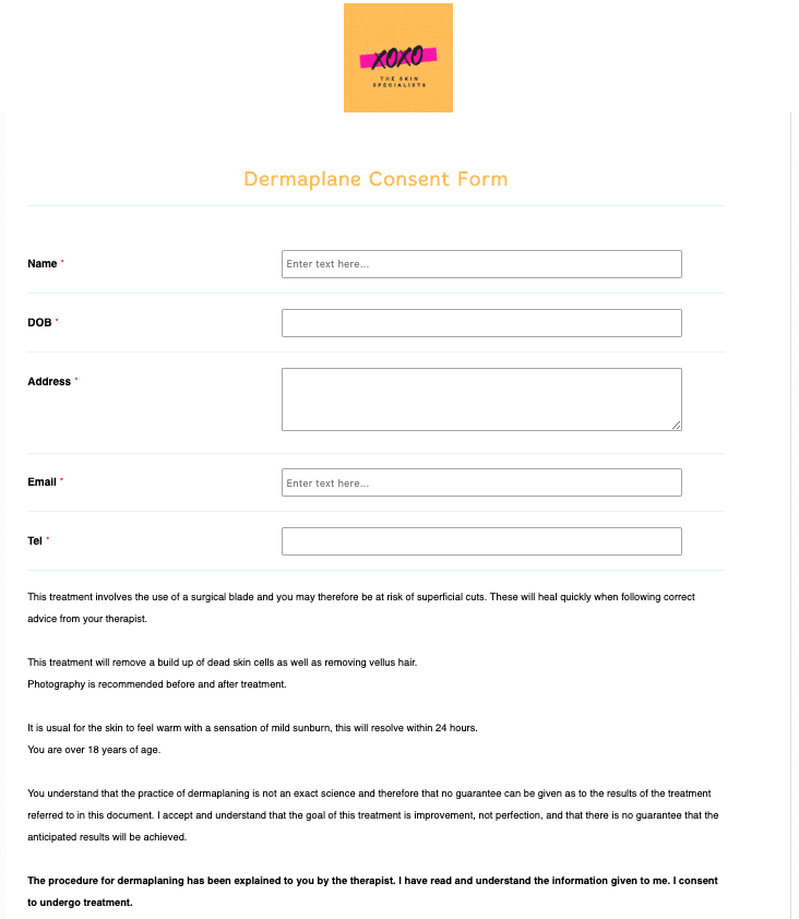 Dermaplane Consent Form Template Go Paperless With IPEGS