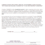 Drug Test Consent Form Free Printable Documents