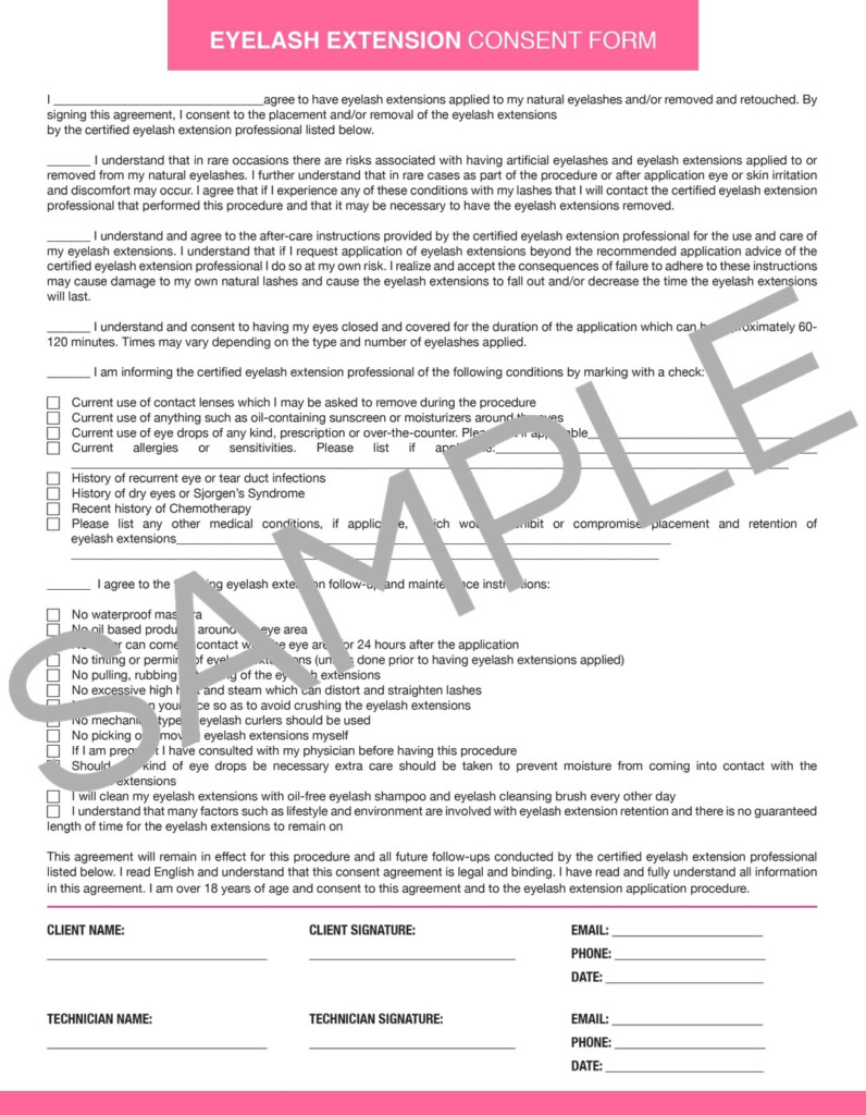 Eyelash Extension Consent Form 25 Per Quantity Walmart 