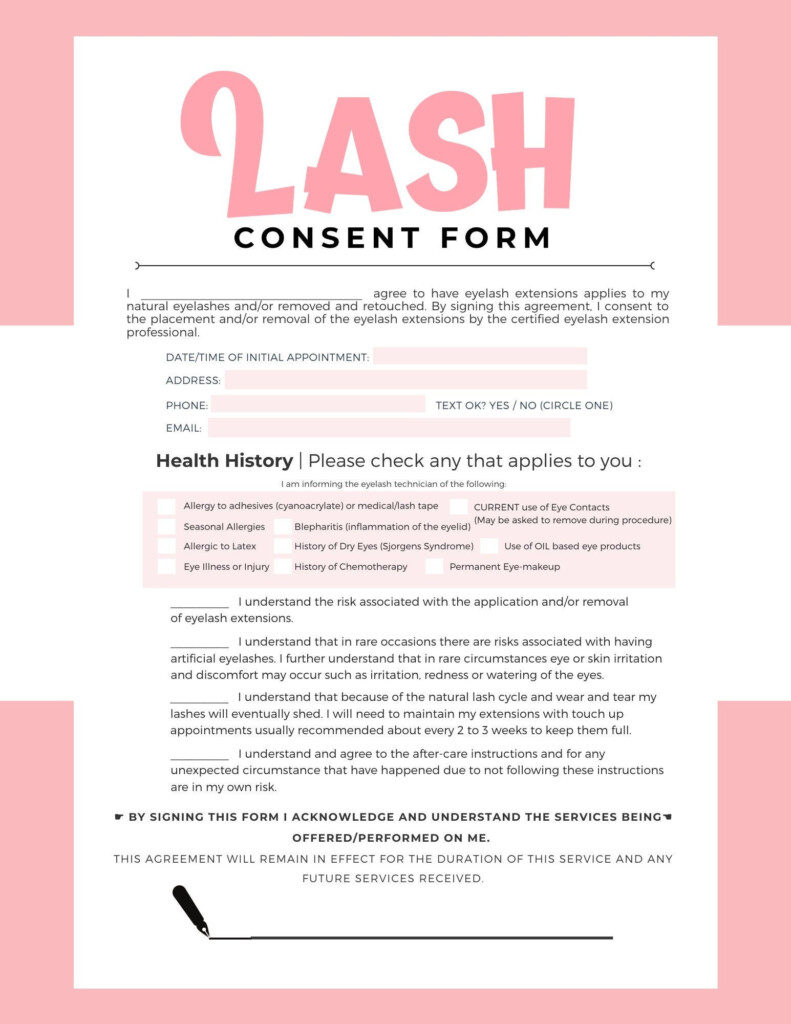 Eyelash Extensions Consent Form Lash Extensions Consent Form Etsy