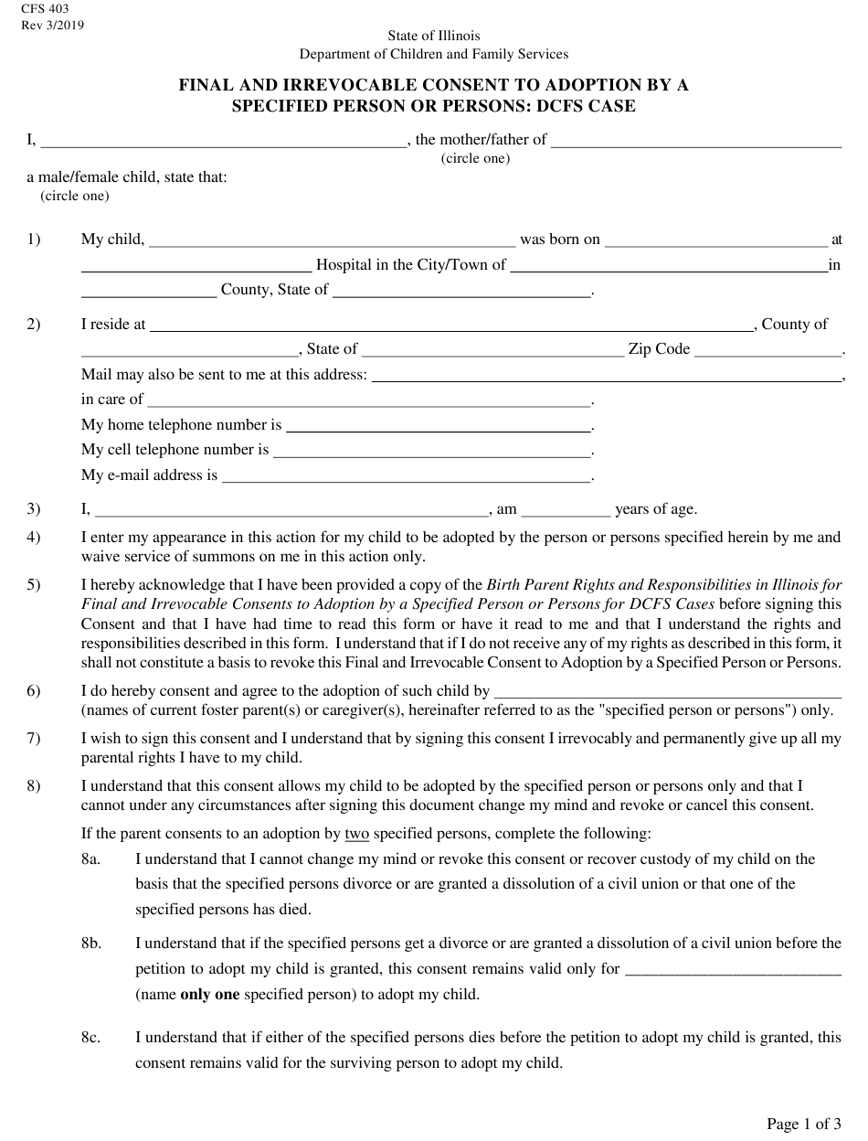 Form CFS403 Download Fillable PDF Or Fill Online Final And Irrevocable