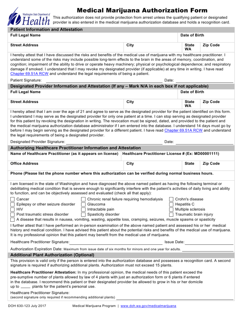 Form DOH630 123 Download Fillable PDF Or Fill Online Medical Marijuana 