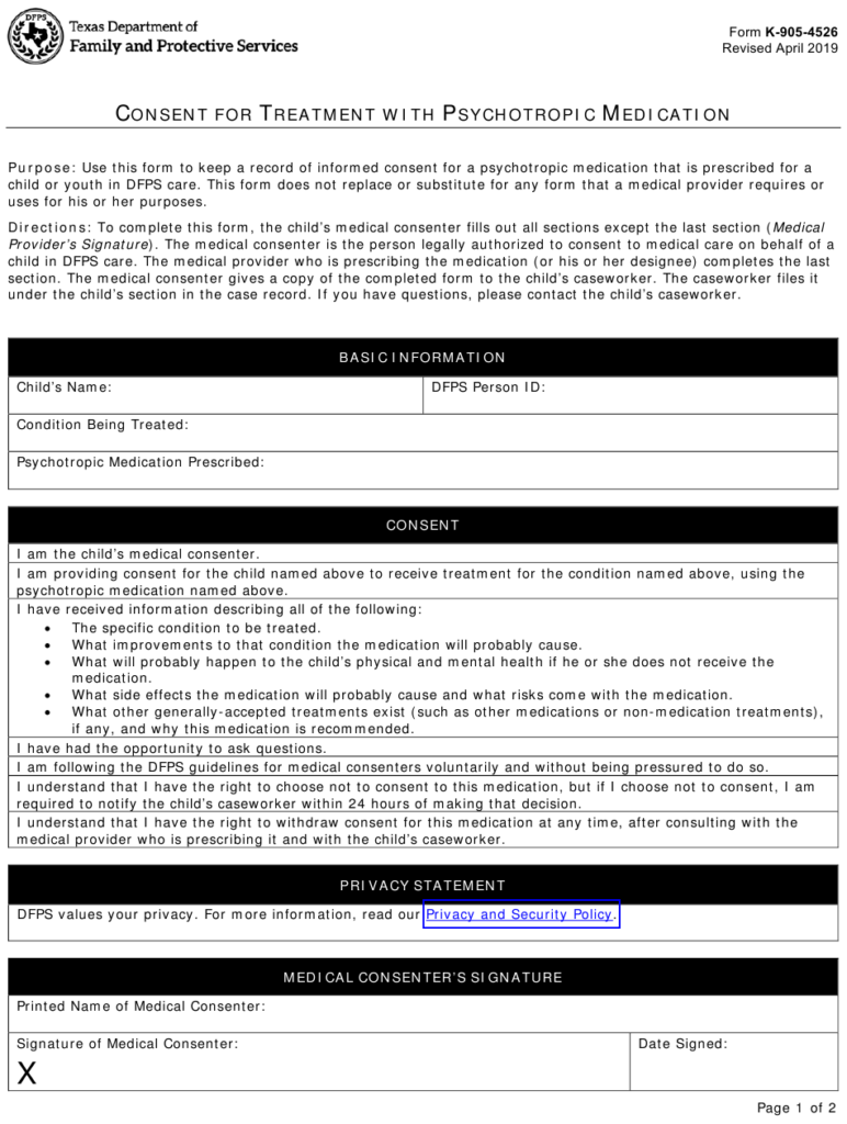 Form K 905 4526 Download Fillable PDF Or Fill Online Consent For 