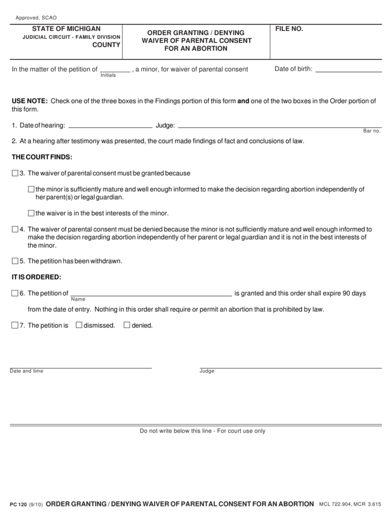 Form PC120 Download Fillable PDF Or Fill Online Order Granting 