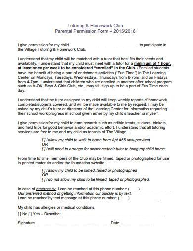 FREE 10 Tutoring Permission Form Samples In PDF MS Word