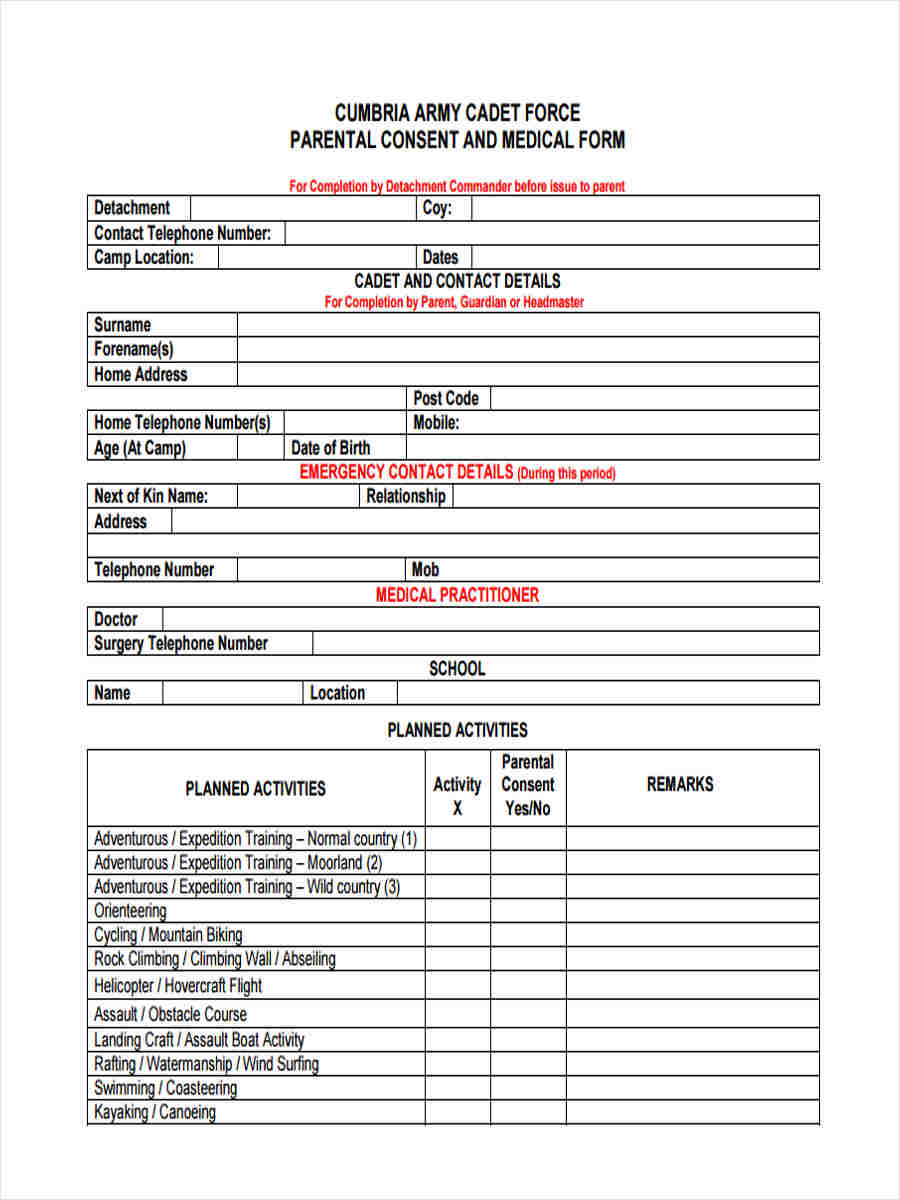 FREE 11 Parental Consent Forms In PDF Ms Word Excel