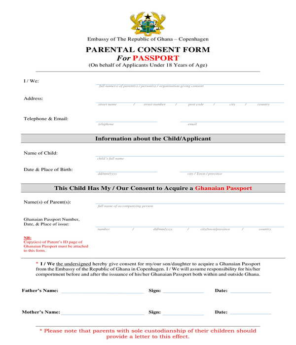 FREE 4 Passport Consent Forms In PDF