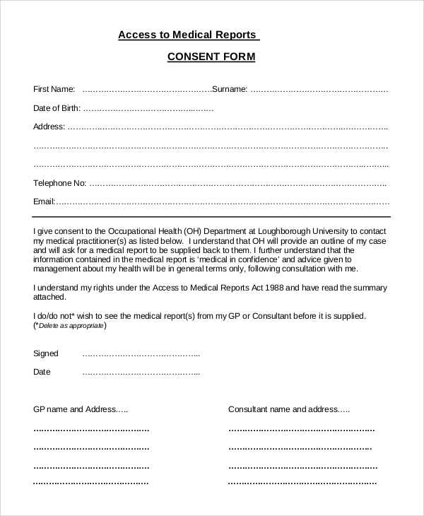 FREE 9 Sample Medical Consent Forms In PDF MS Word