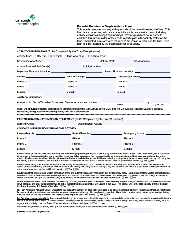 FREE 9 Sample Permission Form Templates In PDF
