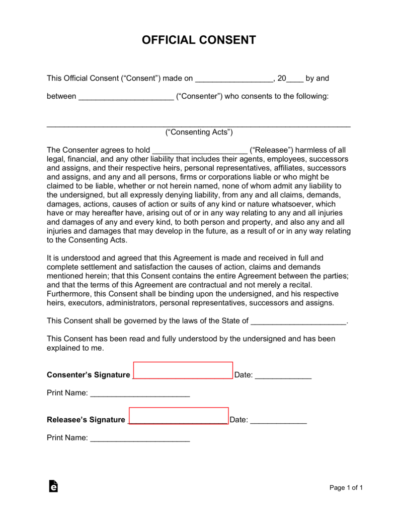 Free Consent Form Template Sample PDF Word EForms