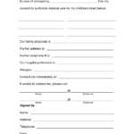 Free Medical Consent Form Children s Medical Medical Consent Form