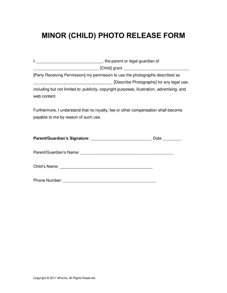 Free Minor Child Photo Release Form PDF Word EForms Free 