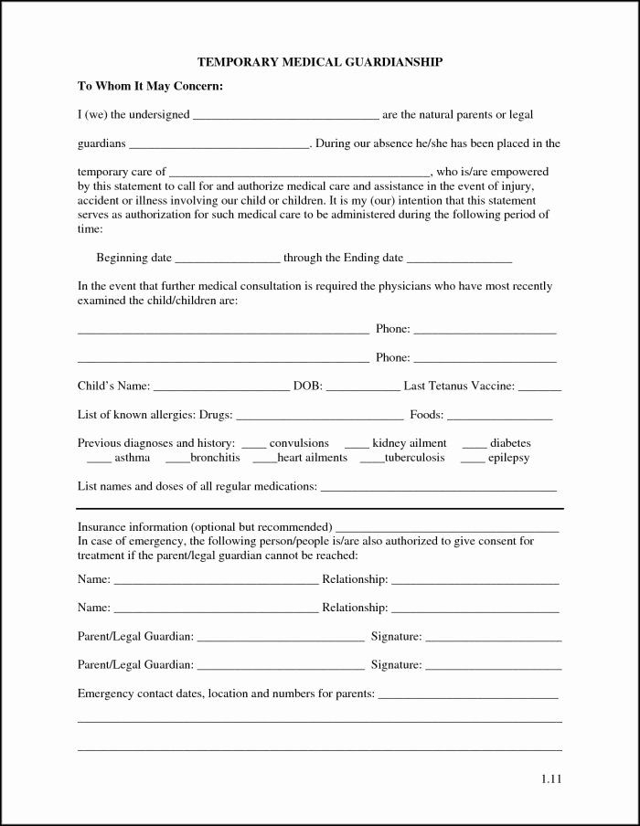 Free Printable Child Guardianship Forms Inspirational Temporary 