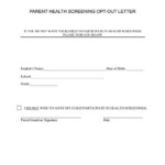 Health Screening Opt out Letter For School Health Screening