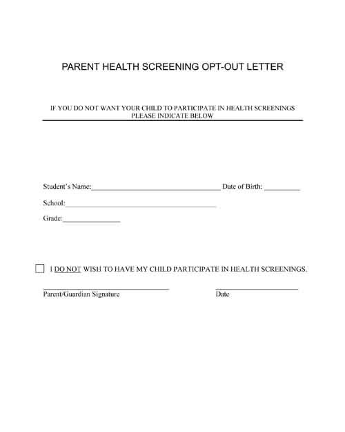 Health Screening Opt out Letter For School Health Screening 