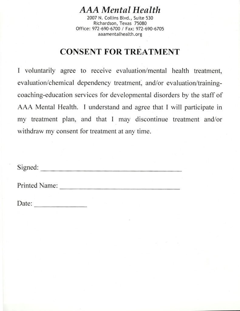 Medical Consent Form For Adults Templates Free Printable