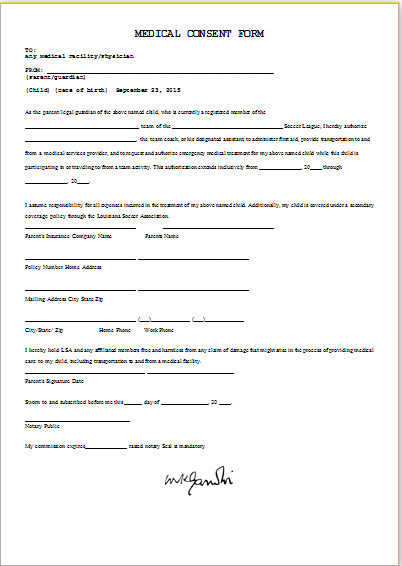 Medical Consent Form Template MS Word Word Excel Templates