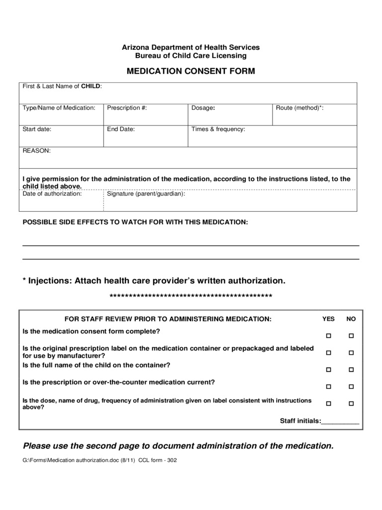 Medication Consent Form Arizona Edit Fill Sign Online Handypdf