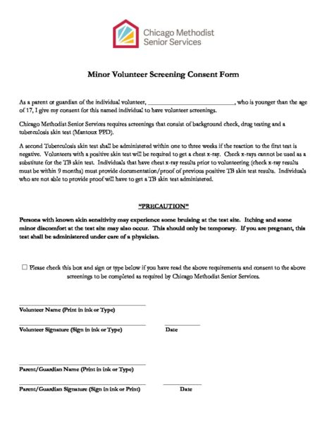 Minor Screening Consent Form 8 17 Chicago Methodist Senior Services