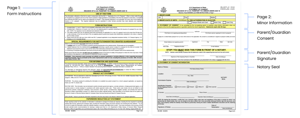 Notarize DS 3053 Form Passport Parental Consent Online OneNotary