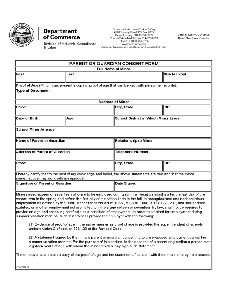 Parent Guardian Consent Form 2 Free Templates In PDF Word Excel 