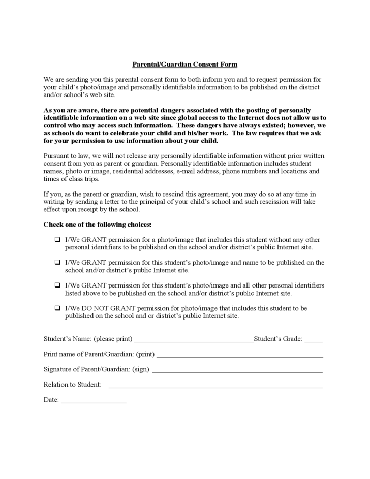 Parental Guardian Consent Form Free Download