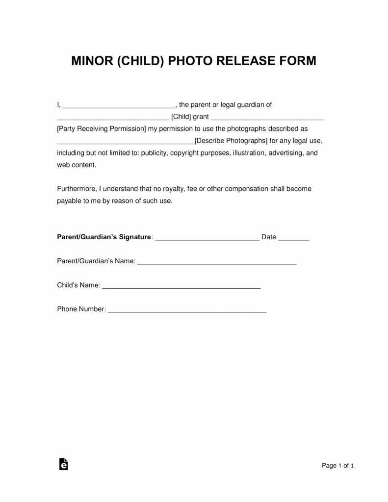 Parents Consent Form Template Inspirational Free Minor Child Release
