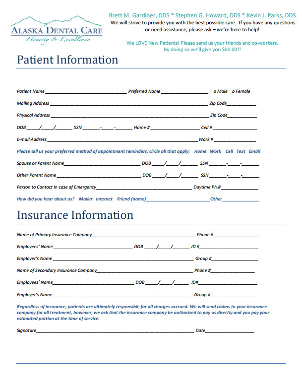 Patient Forms Alaska Dental Care Dentists In Anchorage AK