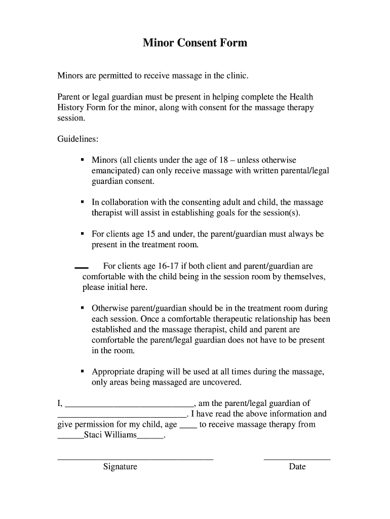 Permission To Treat Minor Form Fill Out And Sign Printable PDF