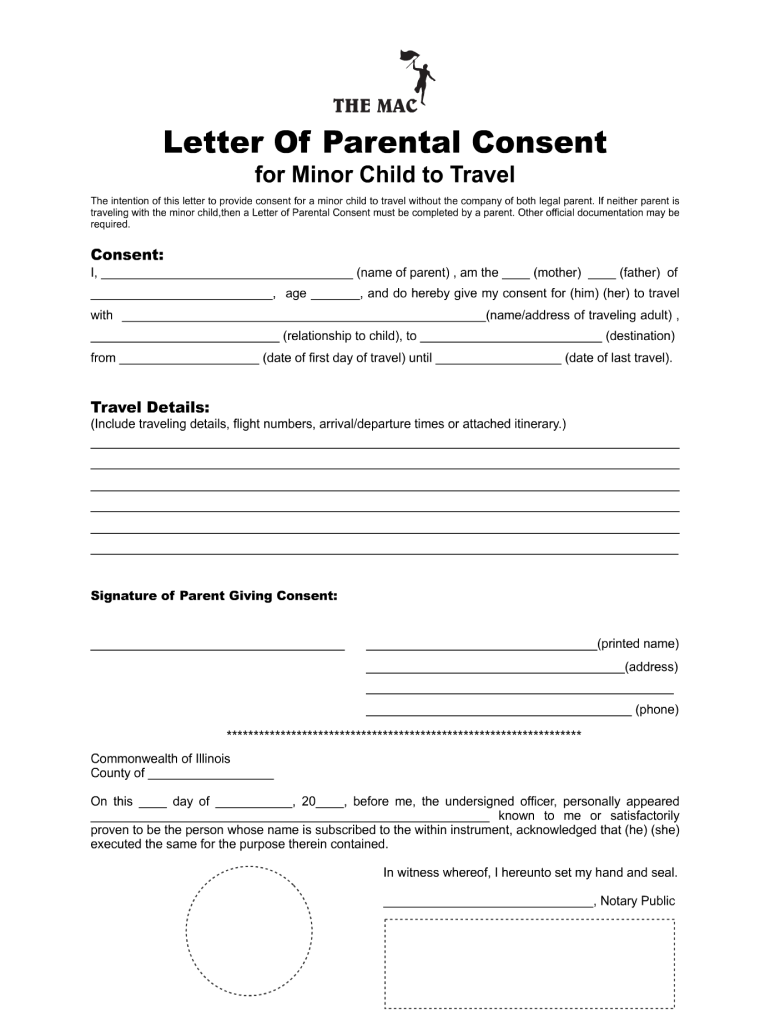 Sample Letter Of Consent To Travel Without Parents Fill Out And Sign 