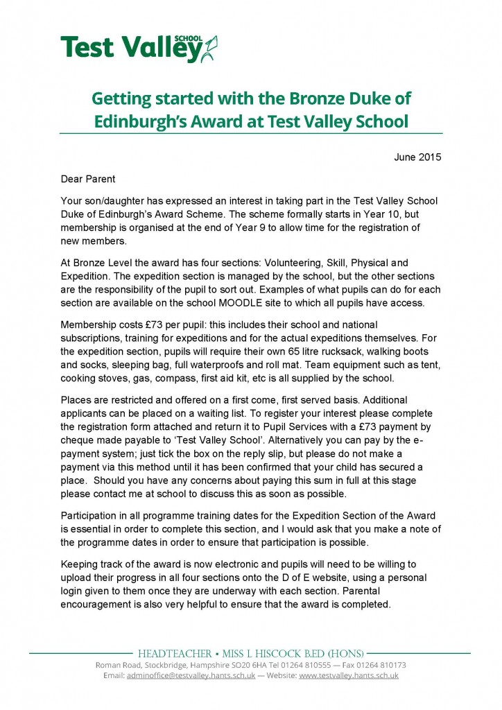 Test Valley School Letters Home