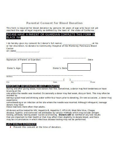 10 Blood Donor Parent Guardian Consent Form Templates In PDF Word 