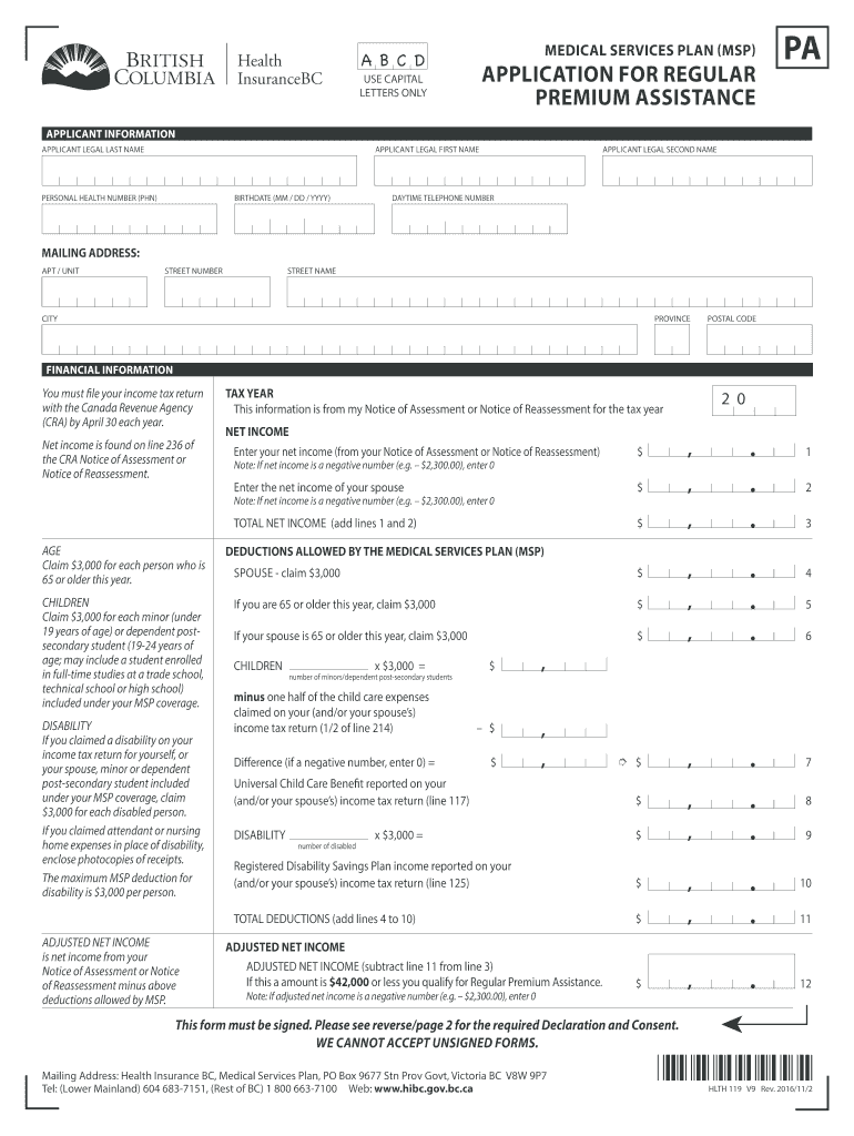 2012 Form Canada HLTH 119 Fill Online Printable Fillable Blank 