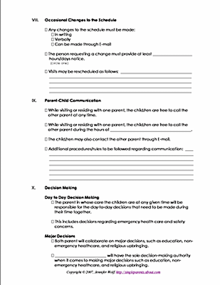 4 Free Printable Forms For Single Parents Parenting Contract